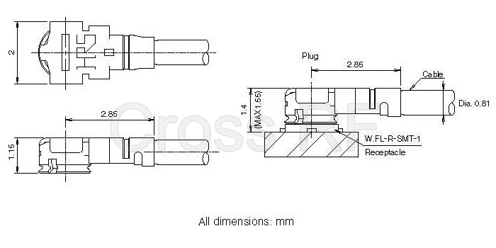 (image for) Mini-coax W.FL/IPEX MHF3 compatible cable assembly
