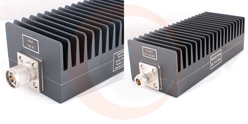N 100 watt attenuator; DC to 3GHz; 10dB