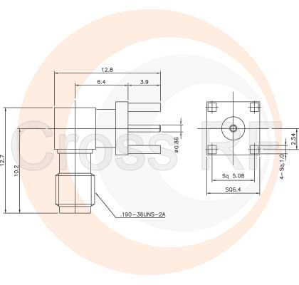 (image for) SSMA Right Angle PCB Jack