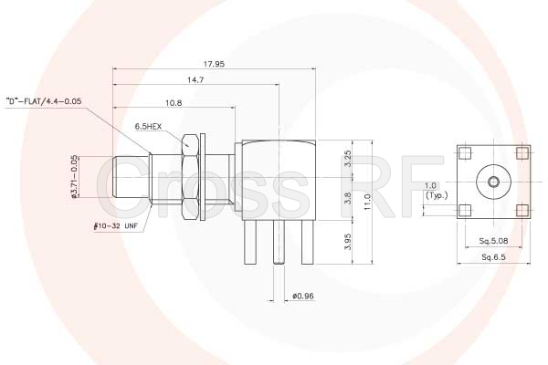 (image for) SMC Right Angle Bulkhead PCB Jack