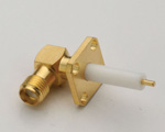 (image for) SMA Right Angle Female 4 Hole Panel Receptacle